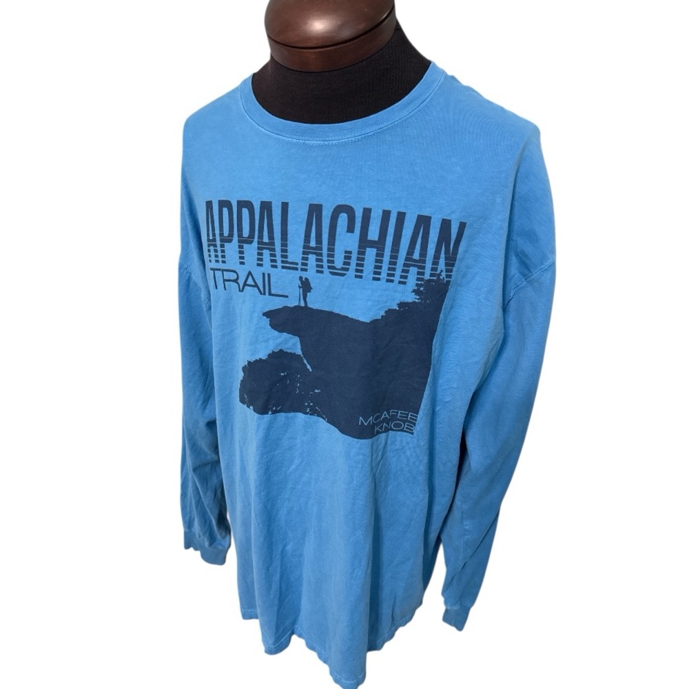 Royal Blue Long Sleeve Tee Shirt Mens XL Appalachian Trail Mcafee Knob. EUC